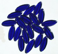 25 20x8mm Transparent Cobalt Long Flat Oval Beads
